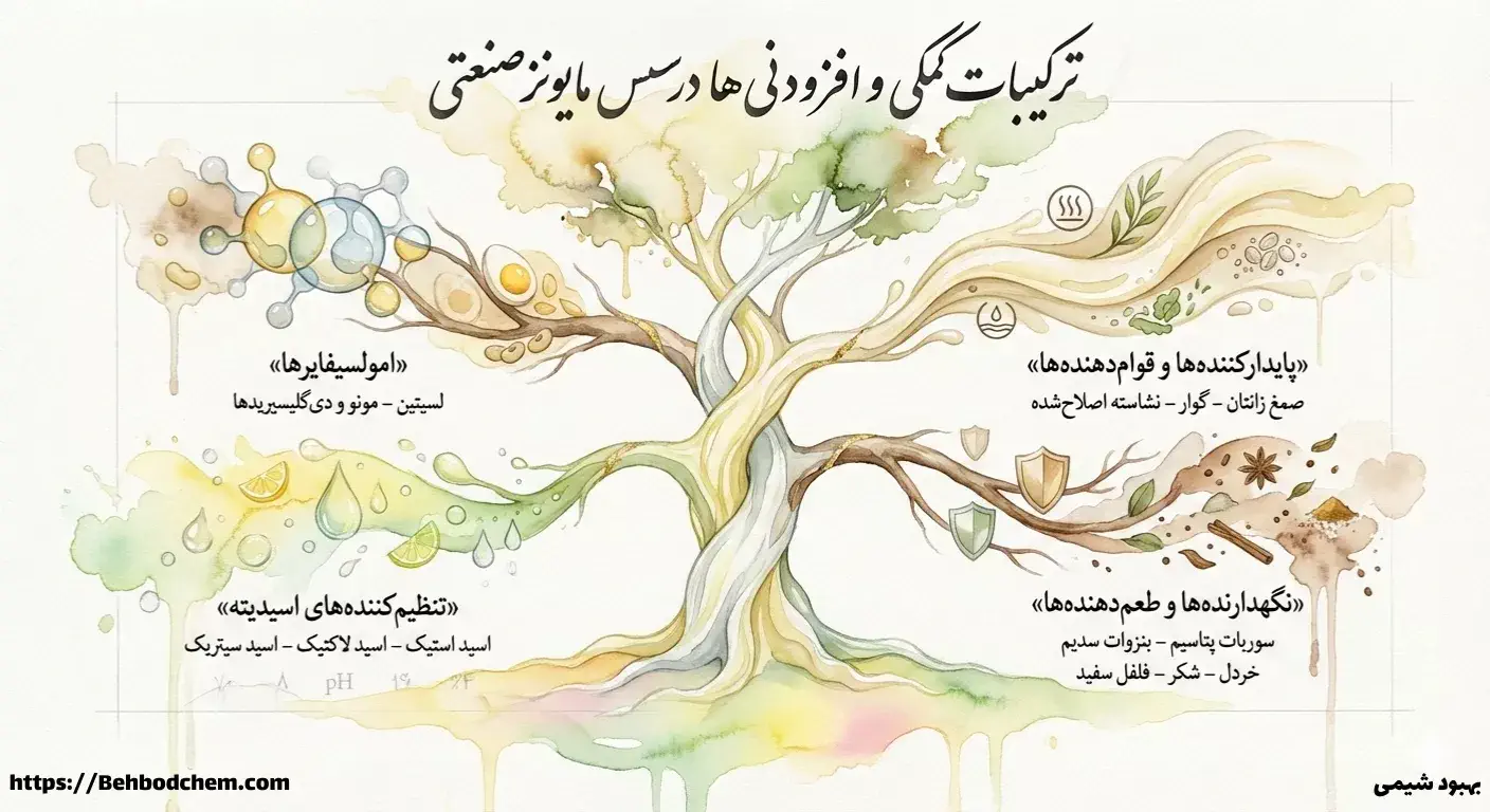 ترکیبات کمکی و افزودنی ها در سس مایونز صنعتی