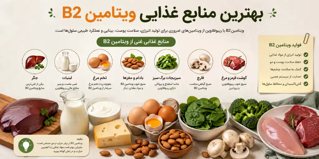 بهترین منابع غذایی ویتامین B2