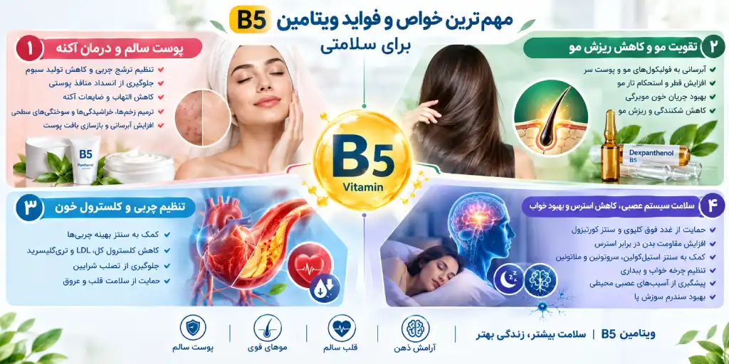 مهم‌ترین خواص و فواید ویتامین B5